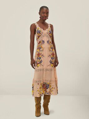 Pink Beauty Bouquet Sleeveless Maxi Dress